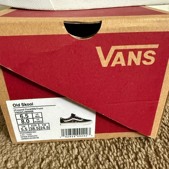 Vans Black Floral Old Skool Sneakers Size 8 - Picture 2 of 11